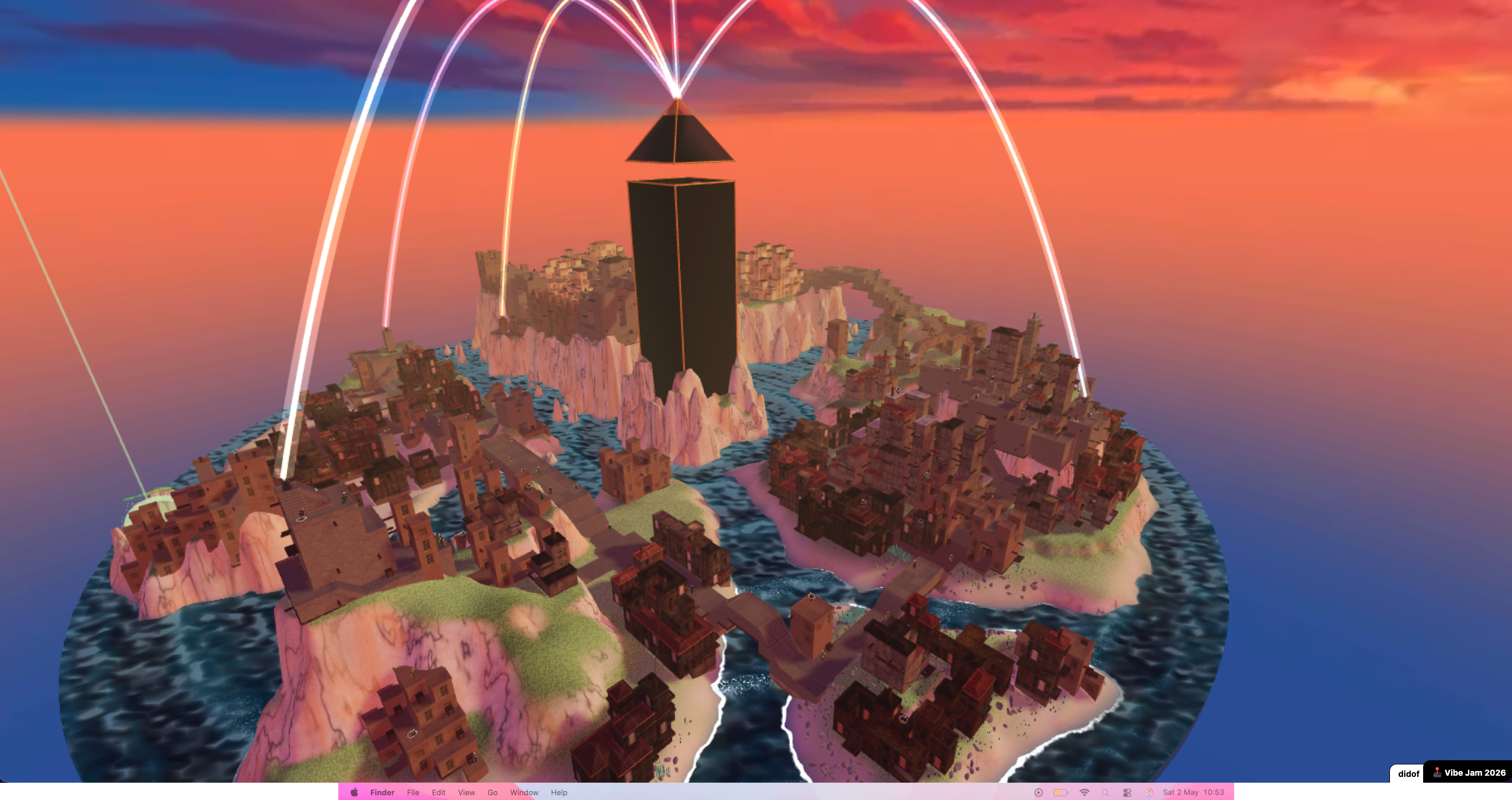Sunset City — voxel parkour city, my entry for the 2026 Vibejam